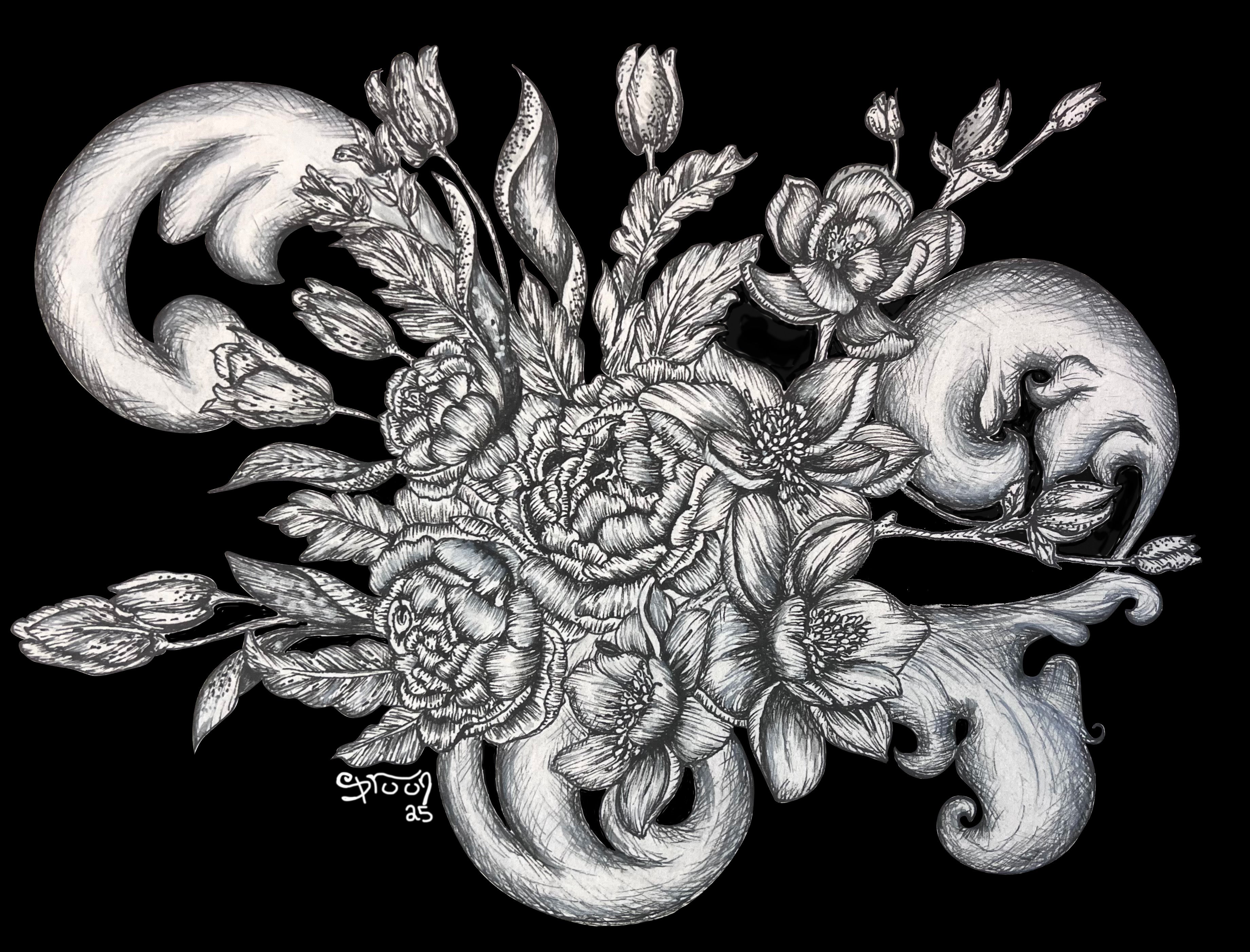 Baroque Flowers, 11 x 14" Limited Edition Glicée print
