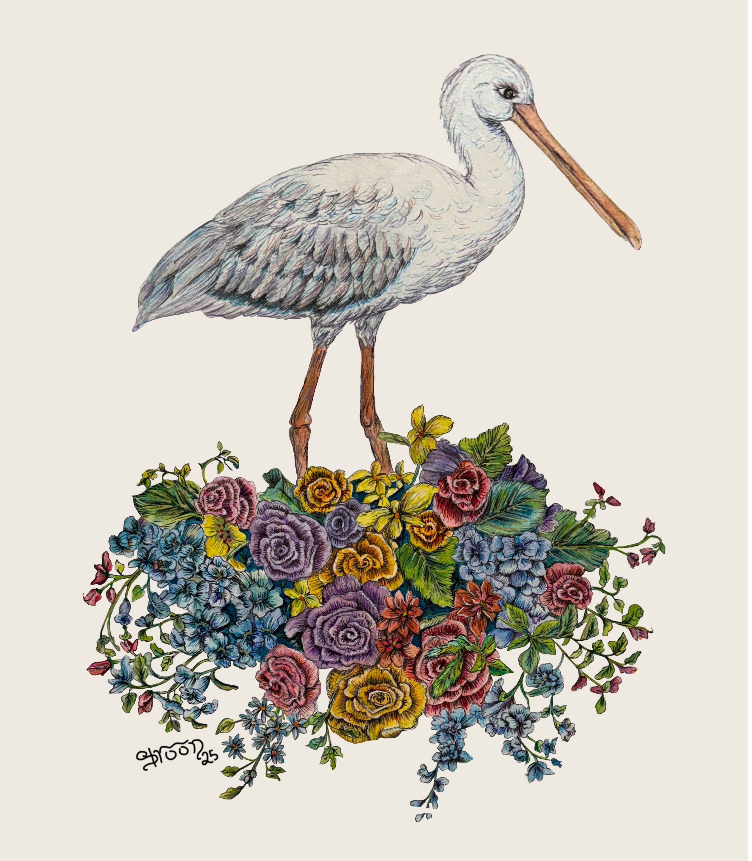Baby Crane, Limited Edition Signed Glclée Print