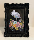 Confidence the Bird Giclée Print Framed in Vintage Black Floral  Frame, 6" x 4" print
