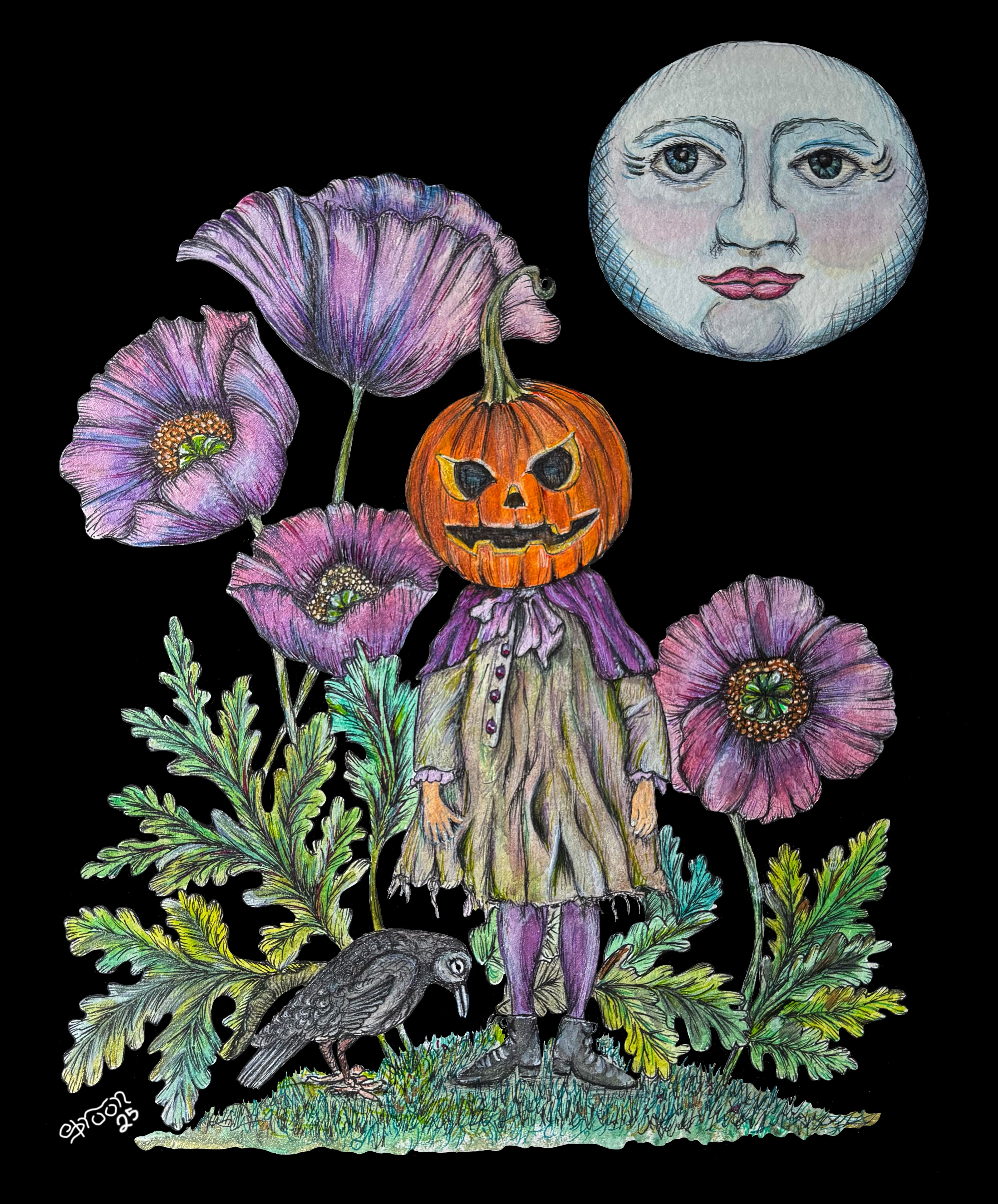 Patty Pumpkin Head, archival limited edition signed print,