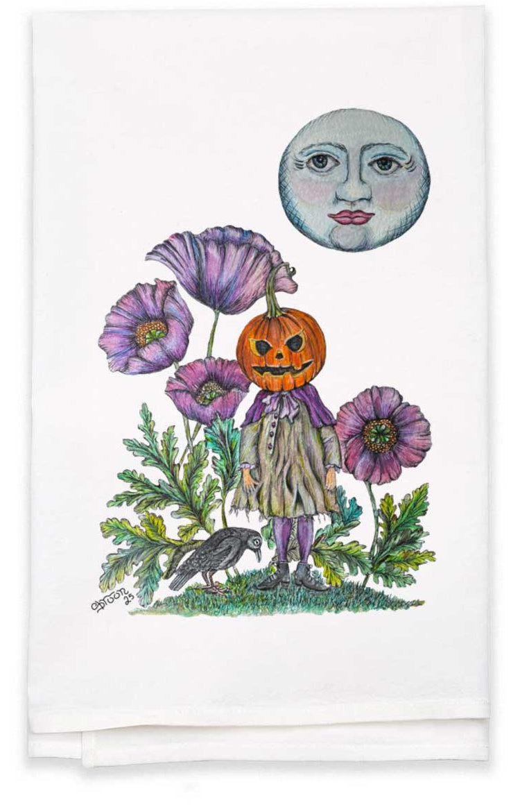 Patty Pumpkin Head 100% Cotton Pen & ink illustrated Tea Towel