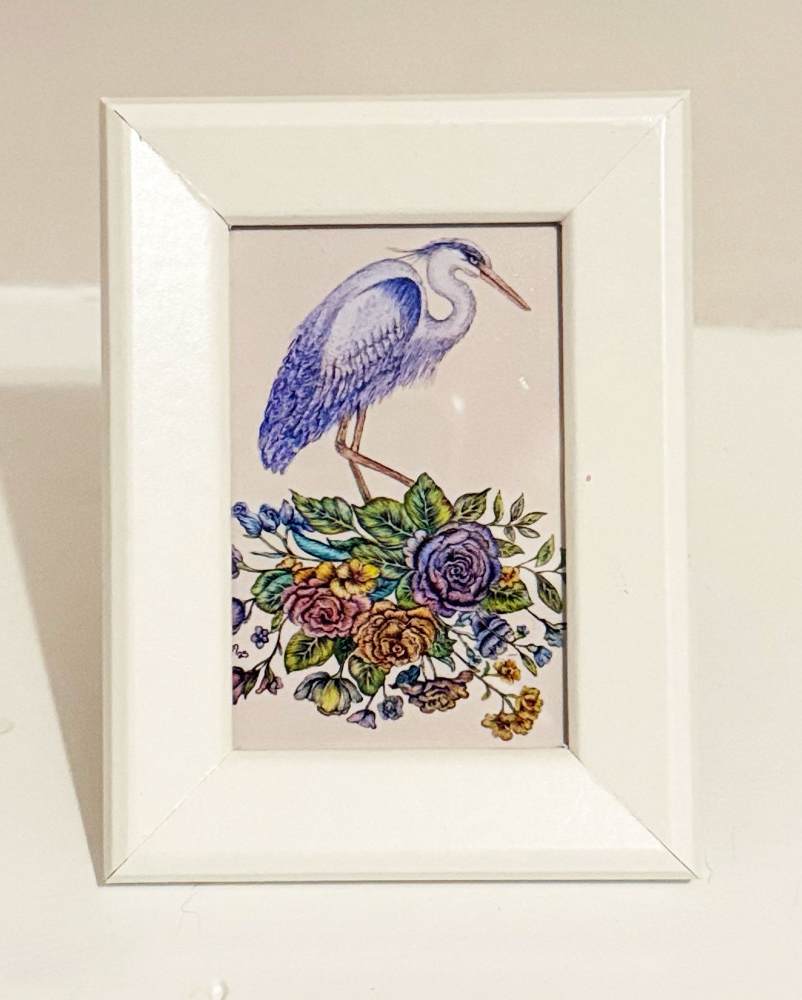 Up To Something, Mini Collectible White Framed  Giclée Print