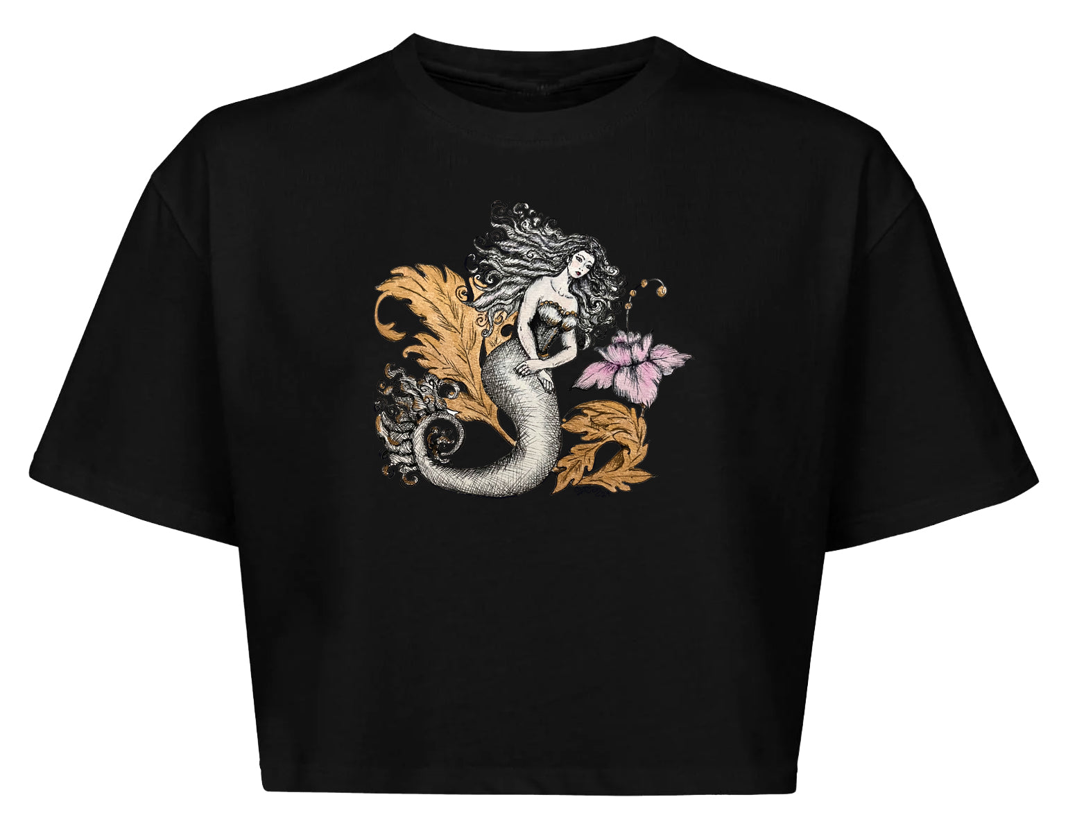 Gold Leaf Mermaid 100% Cotton Cropped top