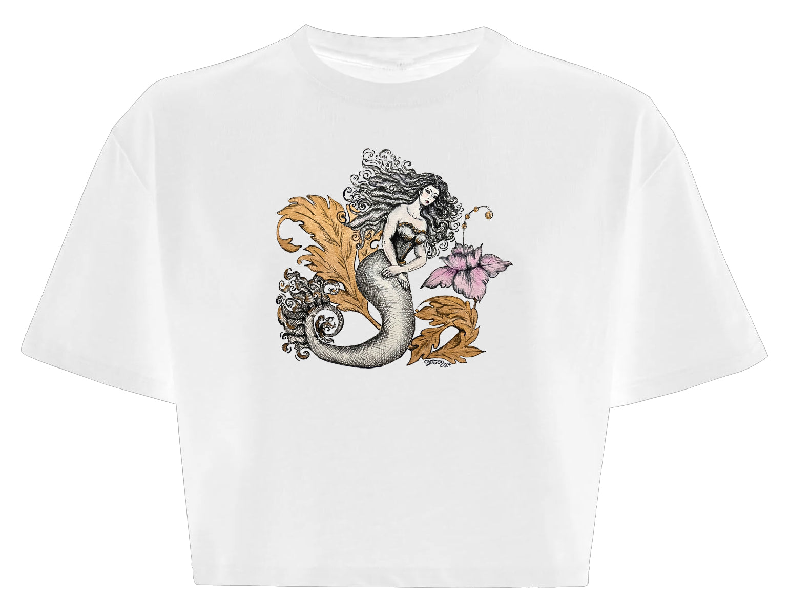 Gold Leaf Mermaid 100% Cotton Cropped top